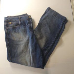 St John Yellow Tag Jeans Mid Rise 5 Pocket Gems Embroidery Details Size 12 EUC